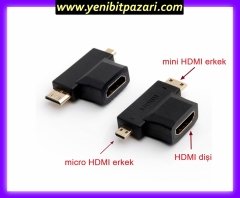 Hdmi dişi to Mini Hdmi erkek ve Micro Hdmi erkek Çevirici dönüştürücü 3 lü