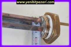 ikinci el 220v 1500w bakır termosifon - çay kazanı 0-80C 1 1/4   ( 5.5cm dış çap ) 4cm vida çapı 30 cm termostatlı kazan güneş enejisi rezistansı rezistans vidalı