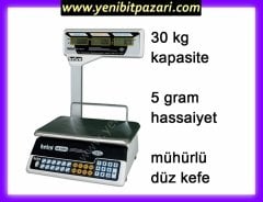 Betsa ETB 1601-B 30 kg lı çukur yada düz kefe paslanmaz pazarcı market terazi boyunlu baskül kantar elektronik onaylı MÜHÜRLÜ 5gr hassasiyet