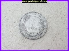 1 bir türk lirası tl lira 1977 orjinal antika tarihi eski para çeşitleri metal madeni paralar kolesksiyonluk nostalji bozuk demir para