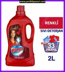 Bingo Renkliler Keratinli 33 Yıkama Sıvı Çamaşır makine Deterjanı 2 litre  ( 1 adet sipariş verebilirsiniz )