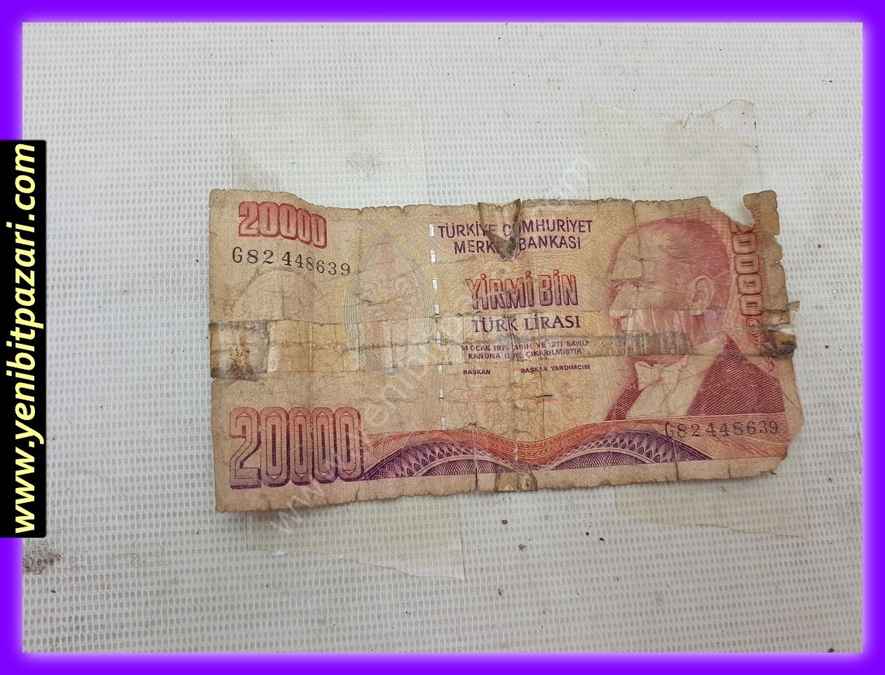 20000 yirmi bin türk lirası tl 1976 orjinal antika tarihi eski para çeşitleri kağıt paralar kolesksiyonluk nostalji