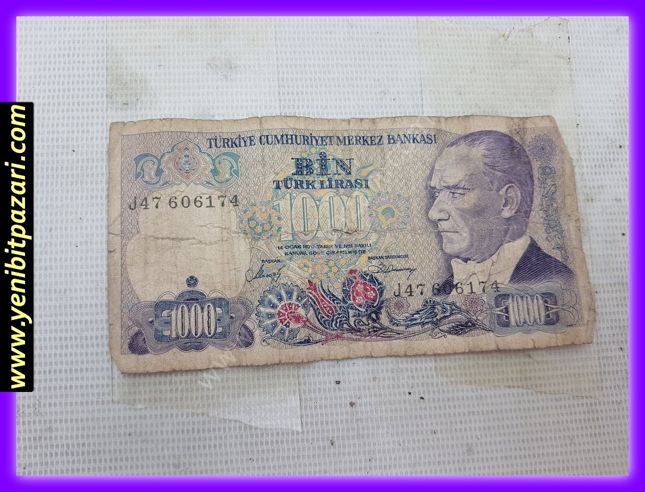 1000 bin türk lirası tl 1970 orjinal antika tarihi eski para çeşitleri kağıt paralar kolesksiyonluk nostalji