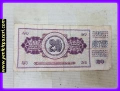 20 yirmi YUGOSLAVYA dinarı dinar 1978 orjinal antika tarihi eski para çeşitleri kağıt paralar kolesksiyonluk nostalji