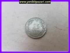 25 yirmibeş kuruş türk lirası tl lira 1964 orjinal antika tarihi eski para çeşitleri metal madeni paralar kolesksiyonluk nostalji bozuk para