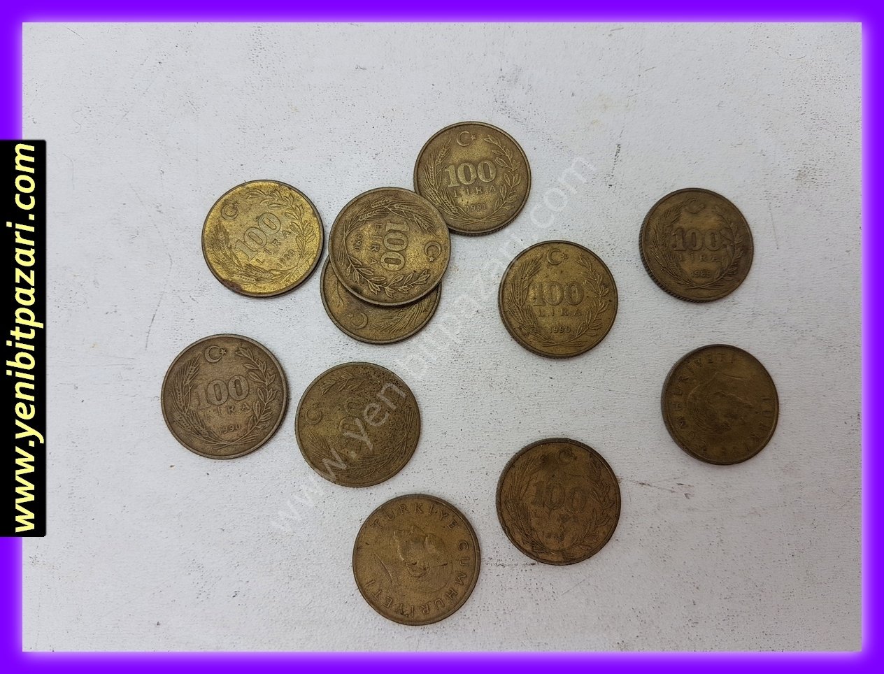100 yüz türk lirası tl lira 1989 1990 1991 orjinal antika tarihi eski para çeşitleri metal madeni paralar kolesksiyonluk nostalji bozuk para