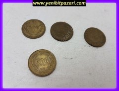 500 beş yüz türk lirası tl lira 1990 1991 orjinal antika tarihi eski para çeşitleri metal madeni paralar kolesksiyonluk nostalji bozuk para