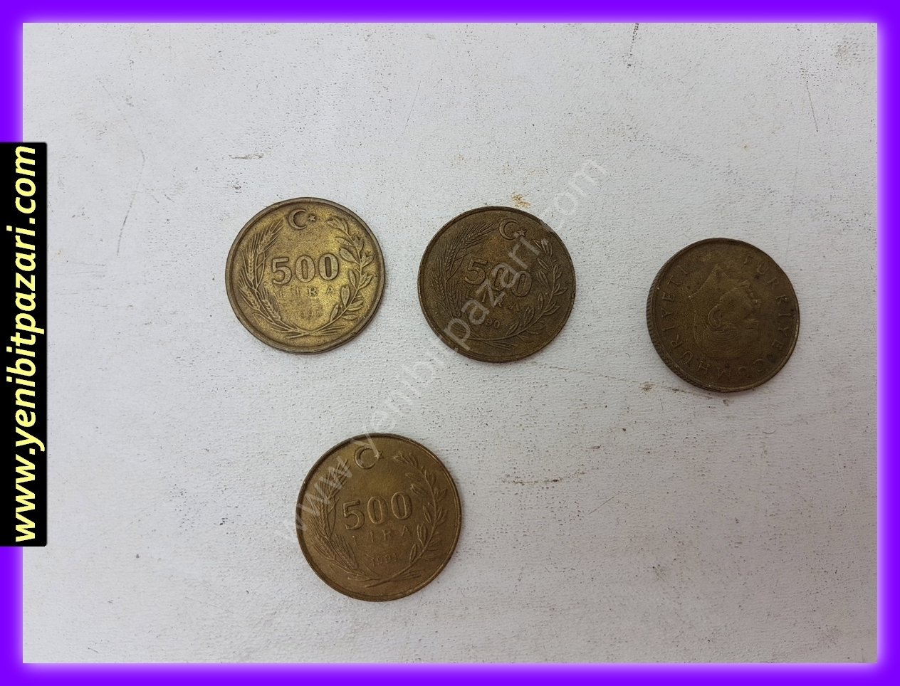 500 beş yüz türk lirası tl lira 1990 1991 orjinal antika tarihi eski para çeşitleri metal madeni paralar kolesksiyonluk nostalji bozuk para