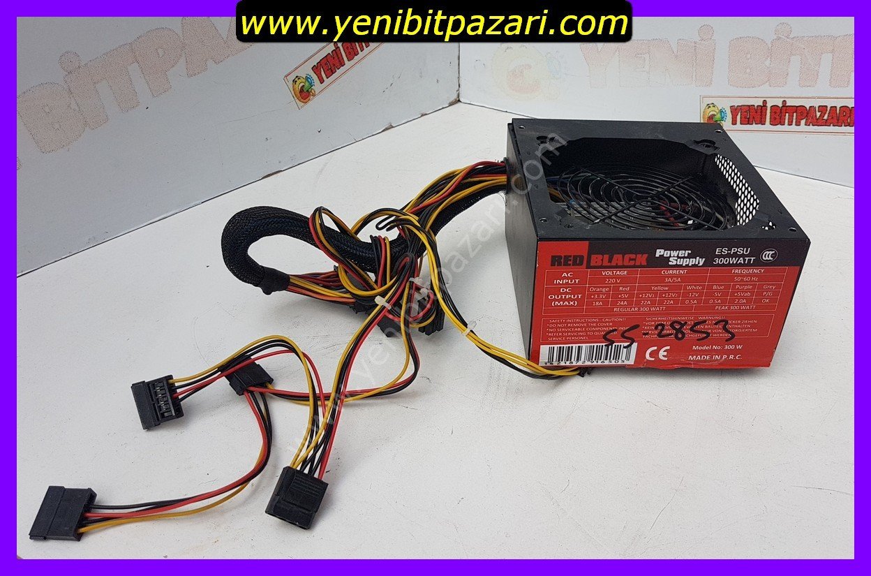 arızalı Psu RED BLACK ES-PSU 300W Supply PSU Güç Kaynağı adaptörü poweri trafosu trafo invertör FAN YOK