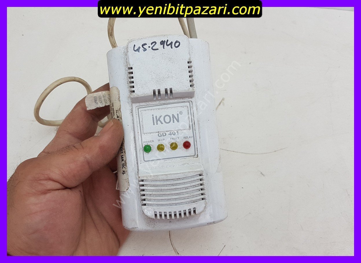 2. el ikon GD401 doğalgaz tüp gaz kaçak gaz alarm dedektörü devre kesicili 220V sorunsuz