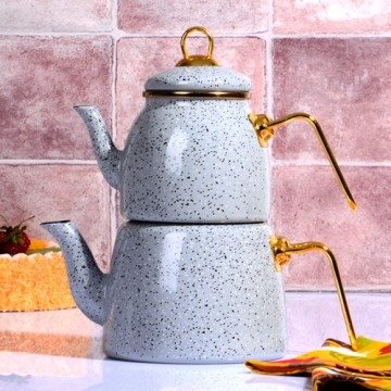 Bondy Emaye Desenli -Benekli Çaydanlık Takımı