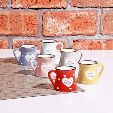 Porselen Mini Stonware Renkli Love Kupa 6'lı 224