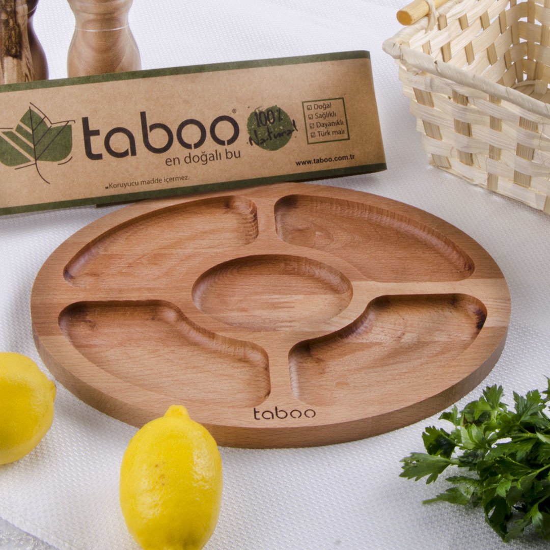 Taboo Ahşap 5 Bölmeli Çerezlik & Sunumluk 8124