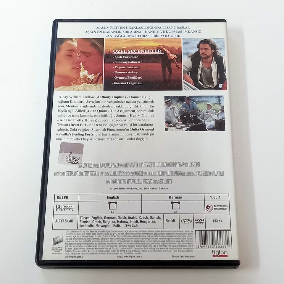 İHTİRAS RÜZGARLARI - LEGENDS OF THE FALL - BRAD PITT, ANTHONY HOPKINS - DVD 2. EL