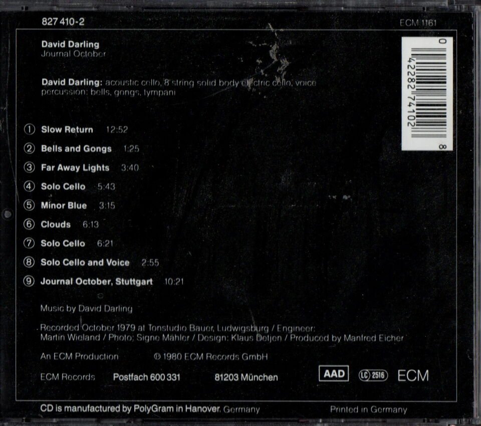 DAVID DARLING – JOURNAL OCTOBER (1980) - CD 2.EL