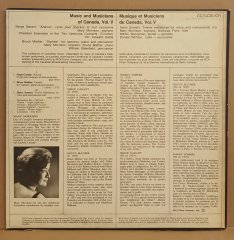 MUSIC AND MUSICIANS OF CANADA - VOL 5 /HARRY SOMERS 12 MINIATURES MARRY MORRISON (SOPRANO) DONALD WHITTON (CELLO) - LP 2.EL PLAK