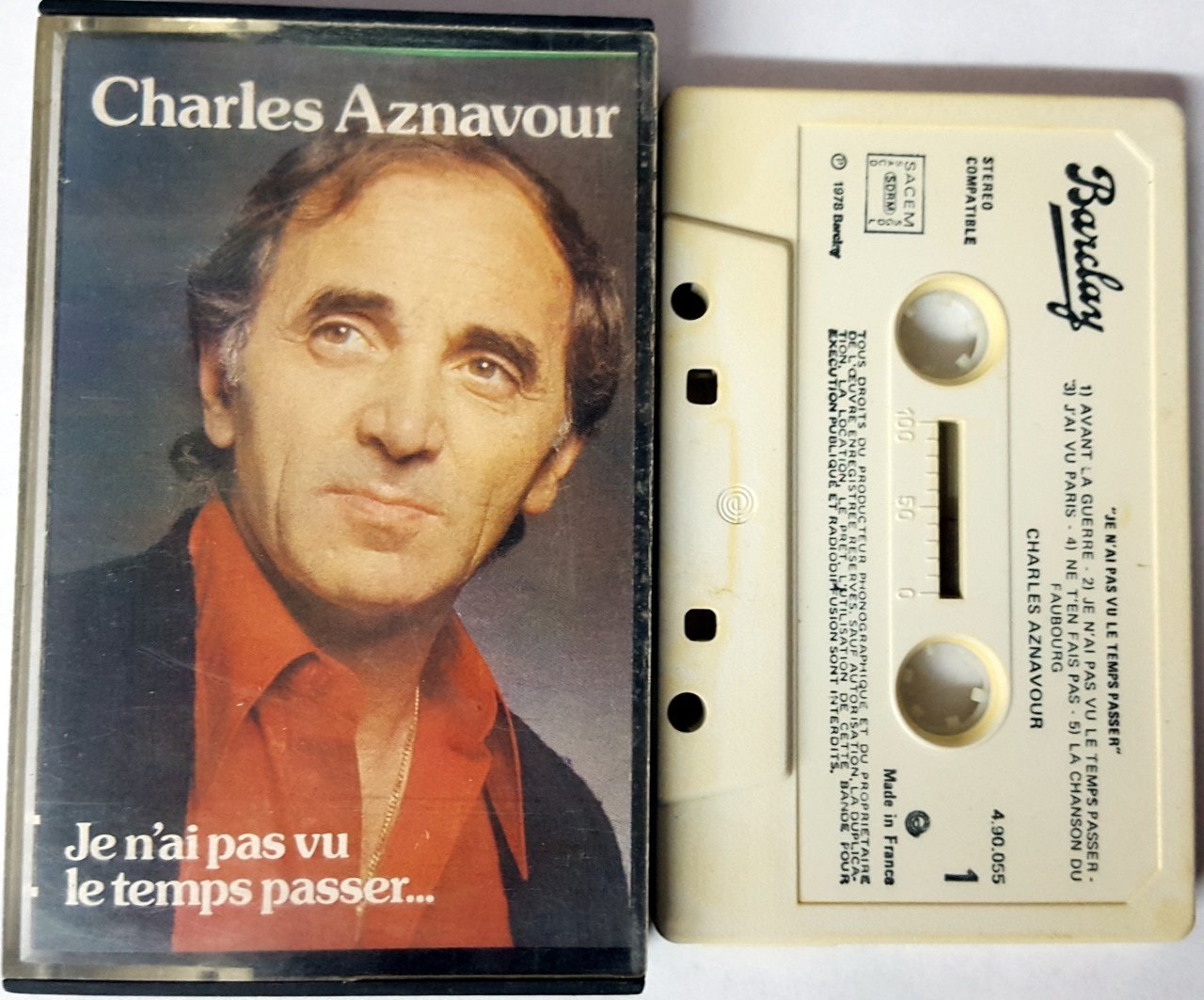 CHARLES AZNAVOUR - JE N'AI PAS VU LE TEMPS PASSER CASSETTE MADE IN FRANCE ''USED''