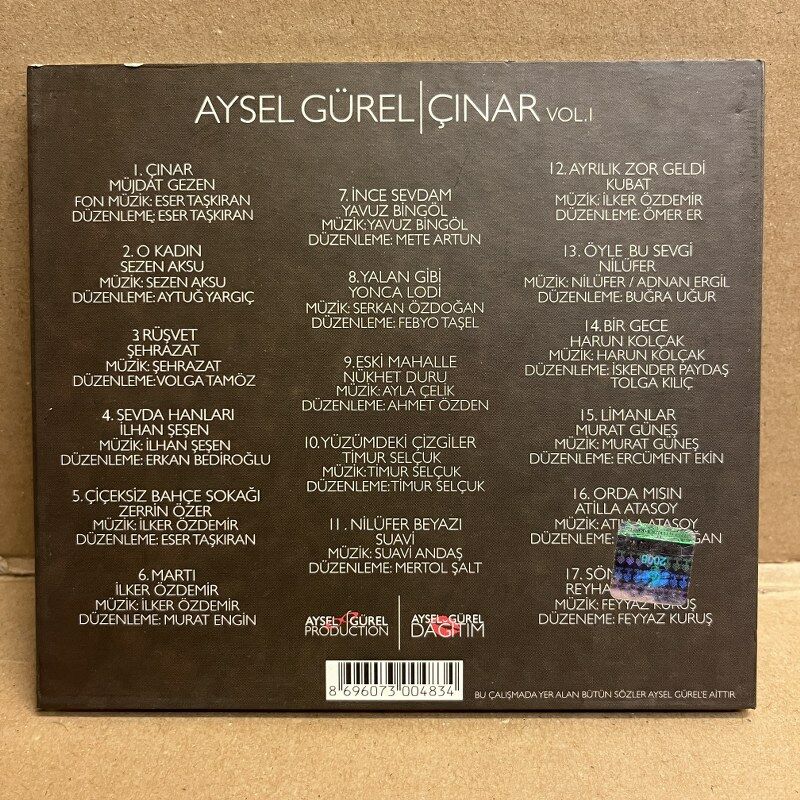 AYSEL GÜREL - ÇINAR VOL.1 - TRIBUTE ALBÜM (SEZEN AKSU, ZERRİN ÖZER, SUAVİ, TİMUR SELÇUK, NİLÜFER,.. (2008) -  DIGIPAK CD 2.EL