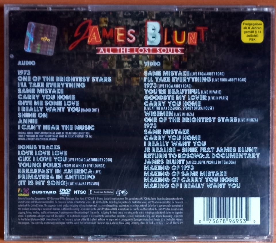 JAMES BLUNT – ALL THE LOST SOULS (2008) - CD+DVD  2.EL