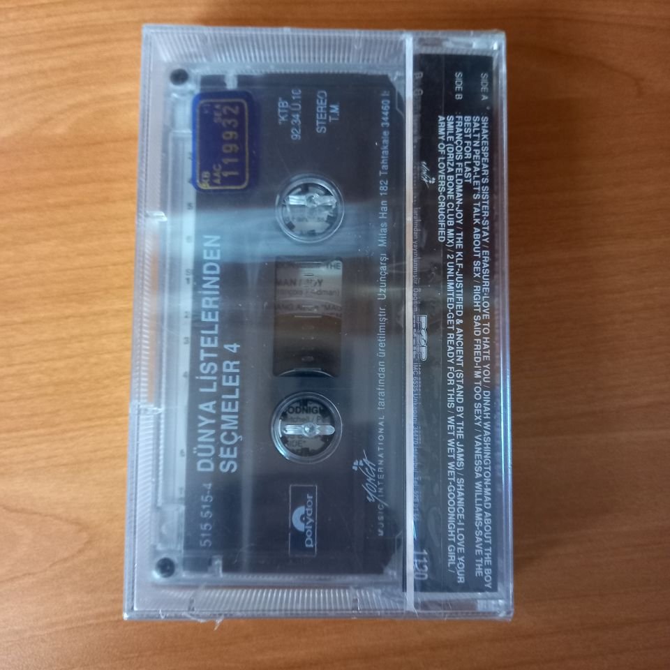 DÜNYA LİSTELERİNDEN SEÇMELER 4 / RIGHT SAID FRED, SALT 'N PEPA, ARMY OF LOVERS, SHAKESPEAR'S SISTER, ERASURE (1992) - KASET AMBALAJINDA SIFIR