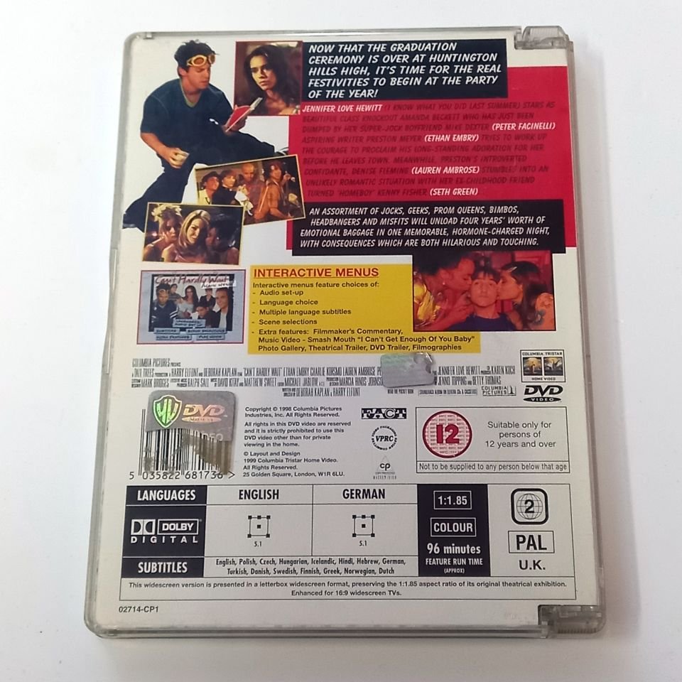 CAN\'T HARDLY WAIT -ETHAN EMBRY,SETH GREEN, JENNIFER LOVE HEWITT- DVD 2.EL