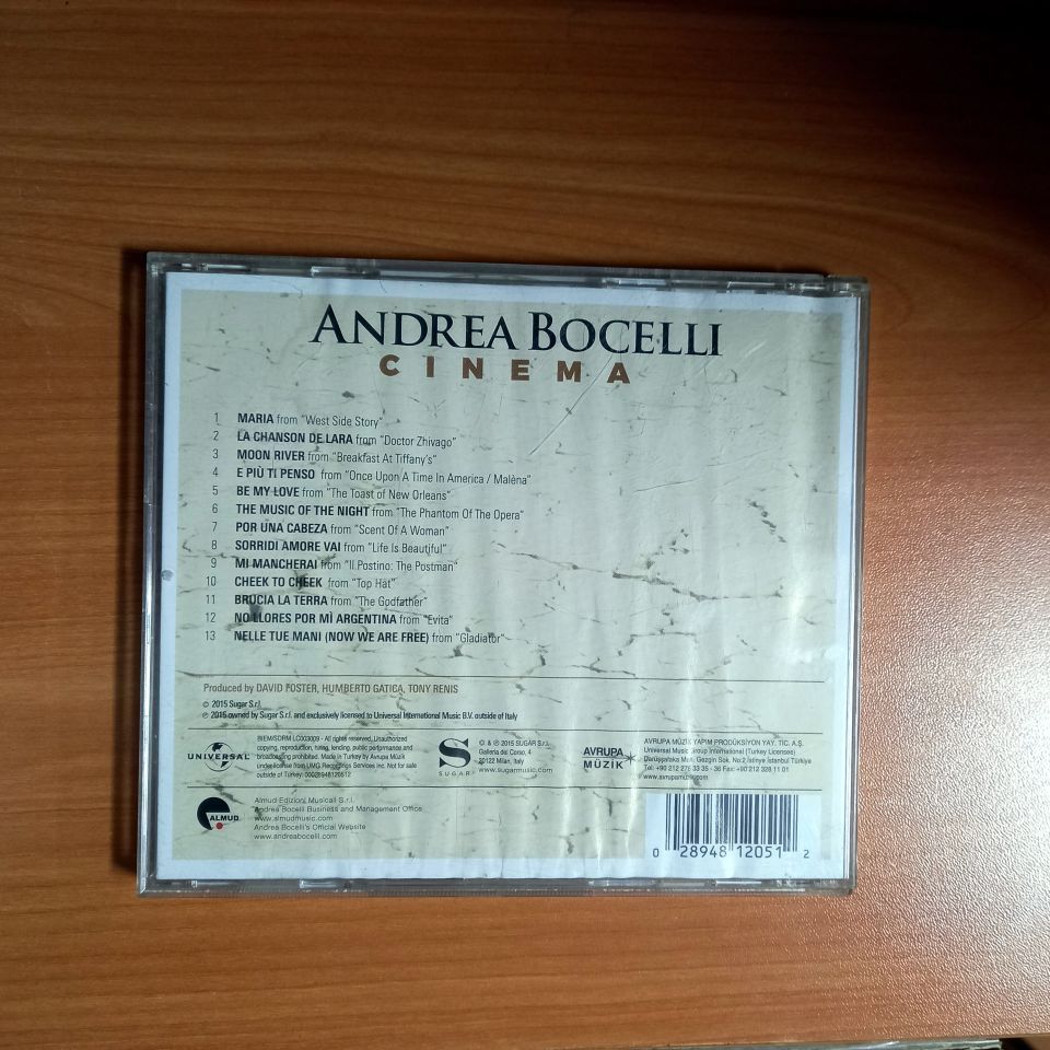 ANDREA BOCELLI – CINEMA (2015) - CD 2.EL