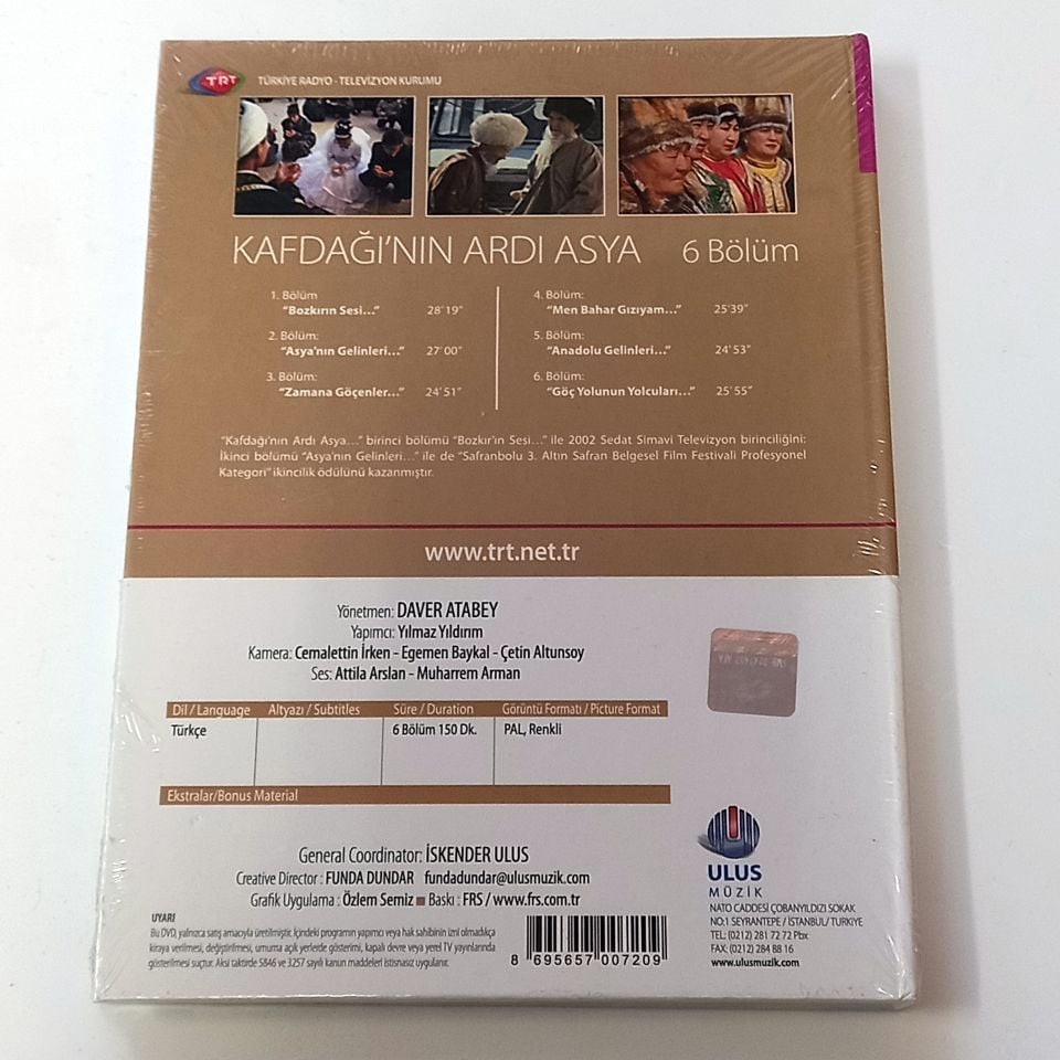 KAFDAĞI\'NIN ARDI ASYA - TRT BELGESEL YÖN.: DAVER ATABEY- DVD AMBALAJINDA SIFIR