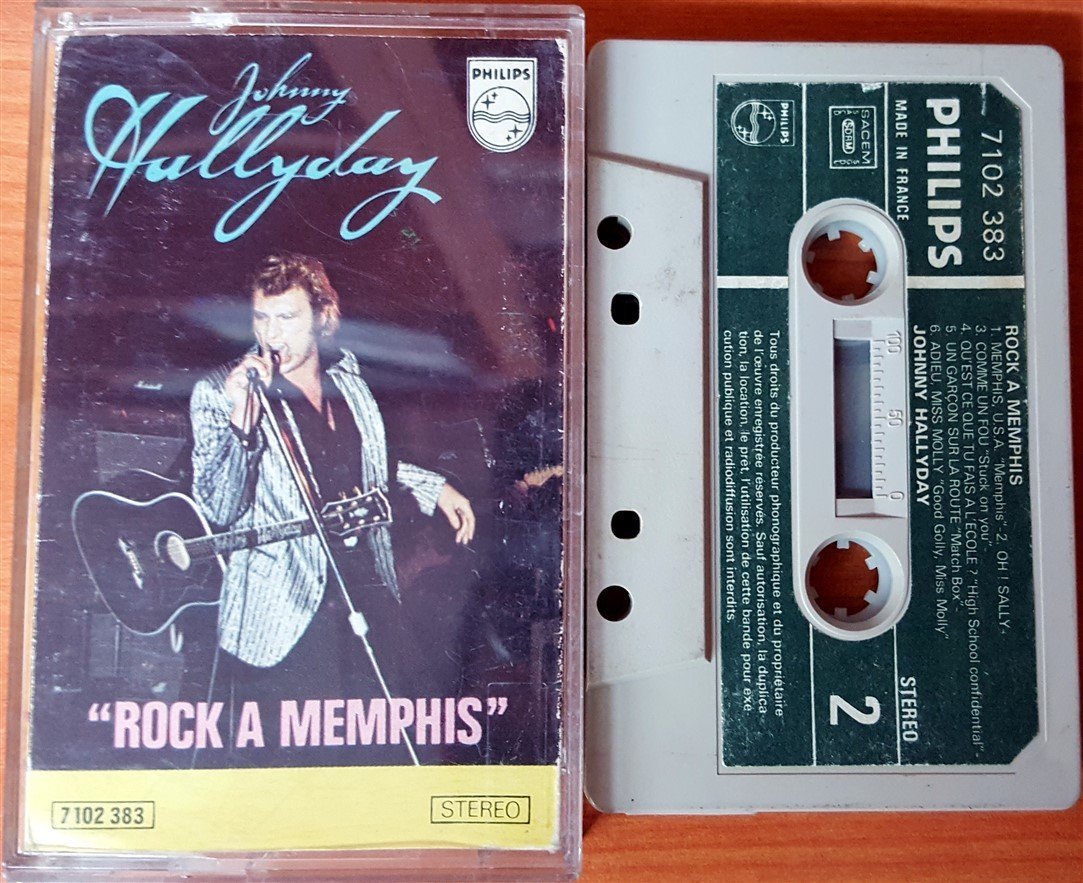 JOHNNY HALLDAY - ROCK A MEMPHIS CASSETTE MADE IN FRANCE ''USED'' PAPER LABEL