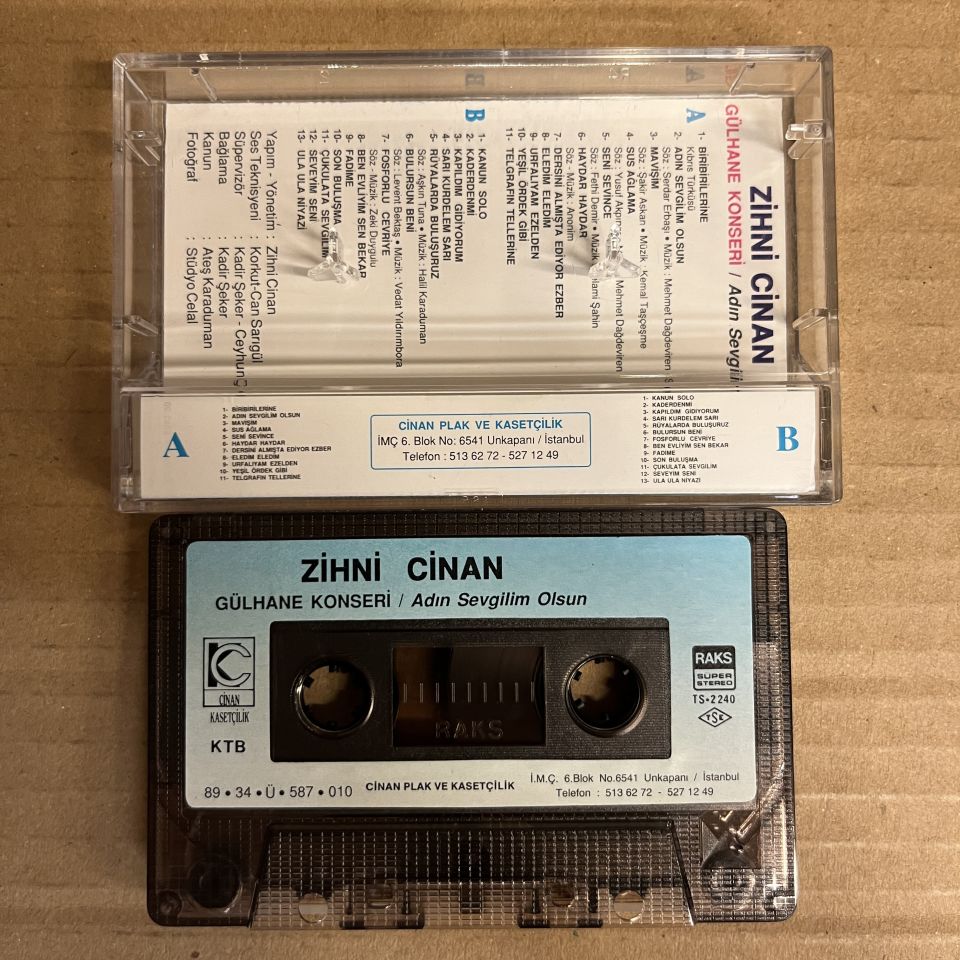 ZİHNİ CİNAN - GÜLHANE KONSERİ / ADIN SEVGİLİM OLSUN (1989) - KASET 2.EL