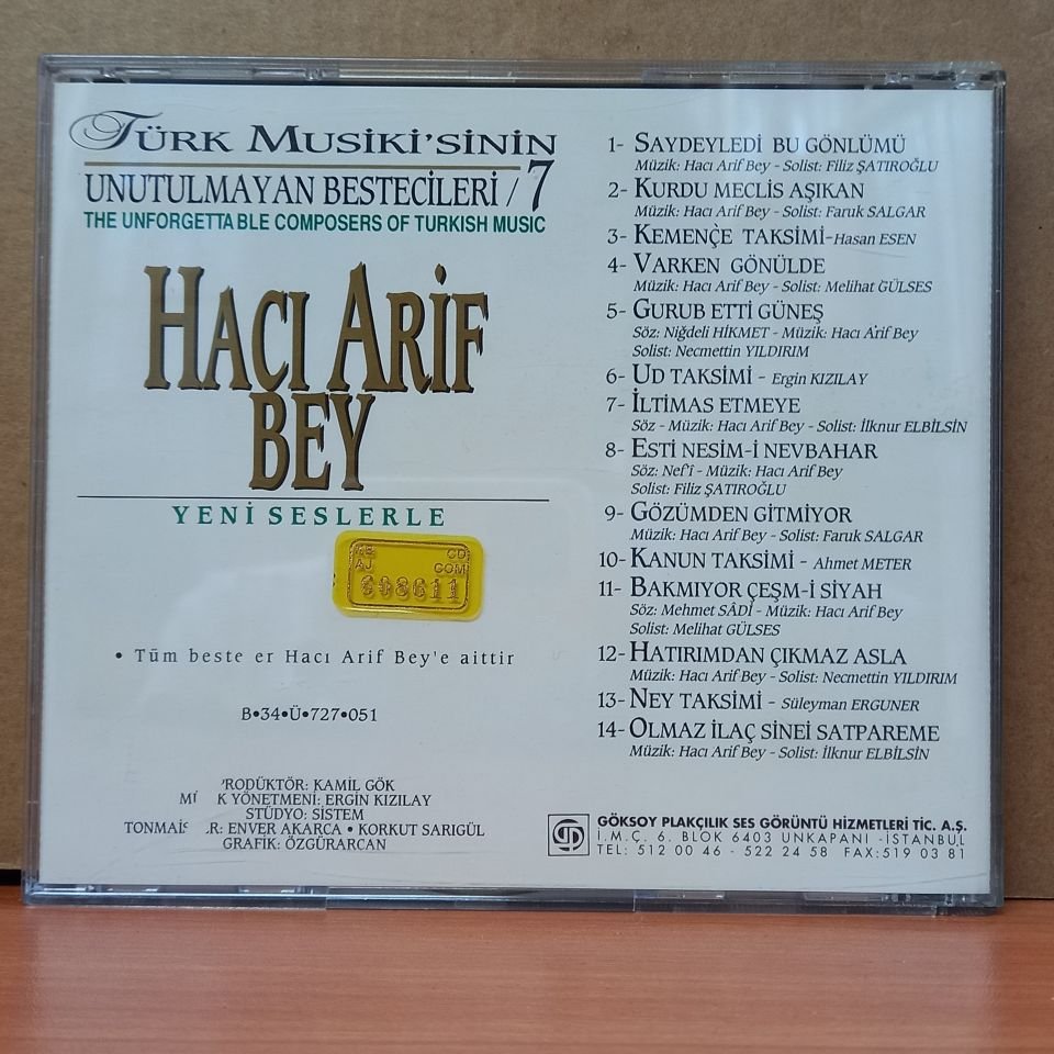 TÜRK MUSİKİ'SİNİN UNUTULMAYAN BESTECİLERİ 7 / HACI ARİF BEY (1993) - CD 2.EL