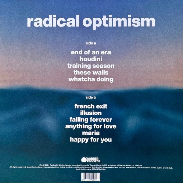 DUA LIPA – RADICAL OPTIMISM (2024) LP CURAÇAO BLUE RENKLİ SIFIR PLAK