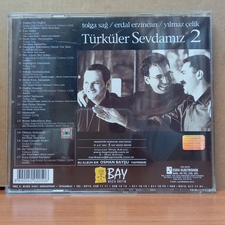 TÜRKÜLER SEVDAMIZ 2 / TOLGA SAĞ, YILMAZ ÇELİK, MUHARREM TEMİZ, ERDAL ERZİNCAN - CD 2.EL