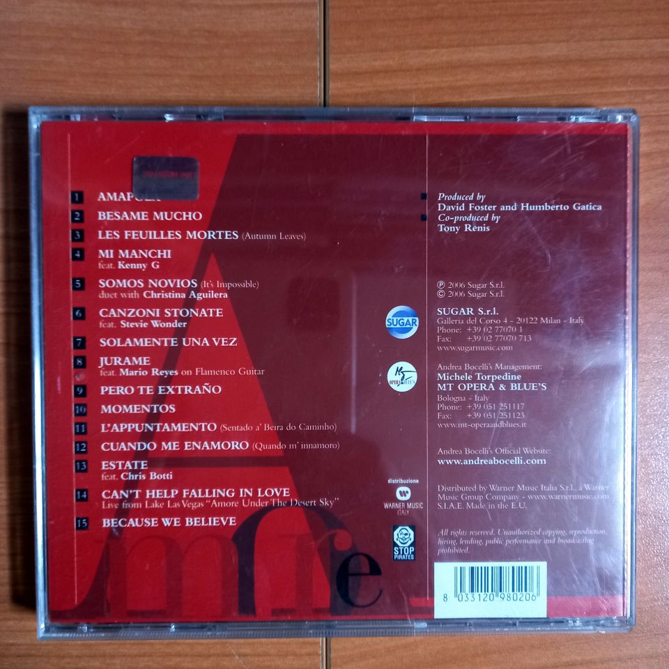 ANDREA BOCELLI – AMORE (2006) - CD 2.EL