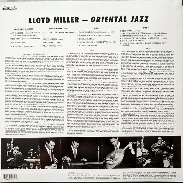 LLOYD MILLER TRIO / PRESS KEYS QUARTET - ORIENTAL JAZZ (1968) - 2019 LP SPIRITUAL SOUL JAZZ SIFIR PLAK