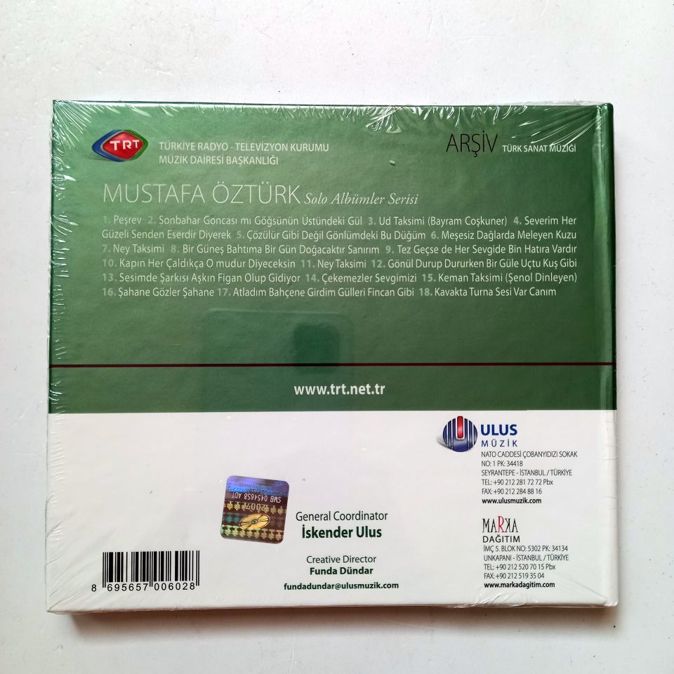 MUSTAFA ÖZTÜRK / TÜRK SANAT MÜZİĞİ / TRT ARŞİV SERİSİ 72 - CD SIFIR