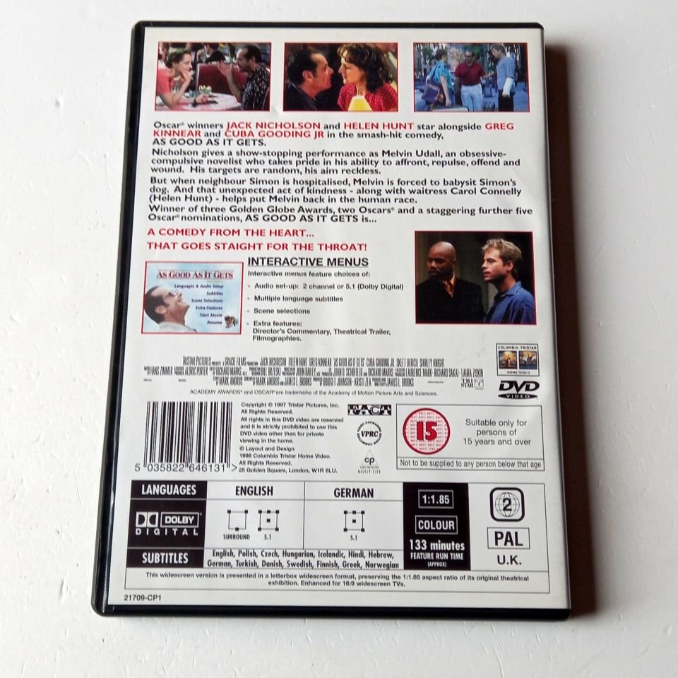 AS GOOD AS IT GETS - JACK NICHOLSON, HELEN HUNT, GREG KINNEAR - YÖN.: JAMES L. BROOKS - DVD 2.EL