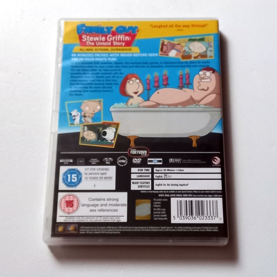 FAMILY GUY PRESENTS STEWIE GRIFFIN: THE UNTOLD STORY - ANİMASYON - SES.: SETH MACFARLANE, SETH GREEN - YÖN.: P. MICHELS, P. SHIN - DVD 2. BÖLGE TÜRKÇE ALTYAZI YOKTUR 2.EL