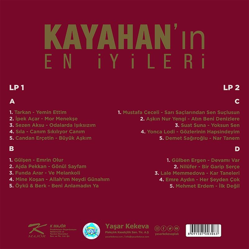 KAYAHAN SAYGI ALBÜMÜ - KAYAHAN'IN EN İYİLERİ (2014) - 2LP 2024 BASIM TARKAN SEZEN AKSU AJDA PEKKAN GÜLŞEN ... SIFIR PLAK