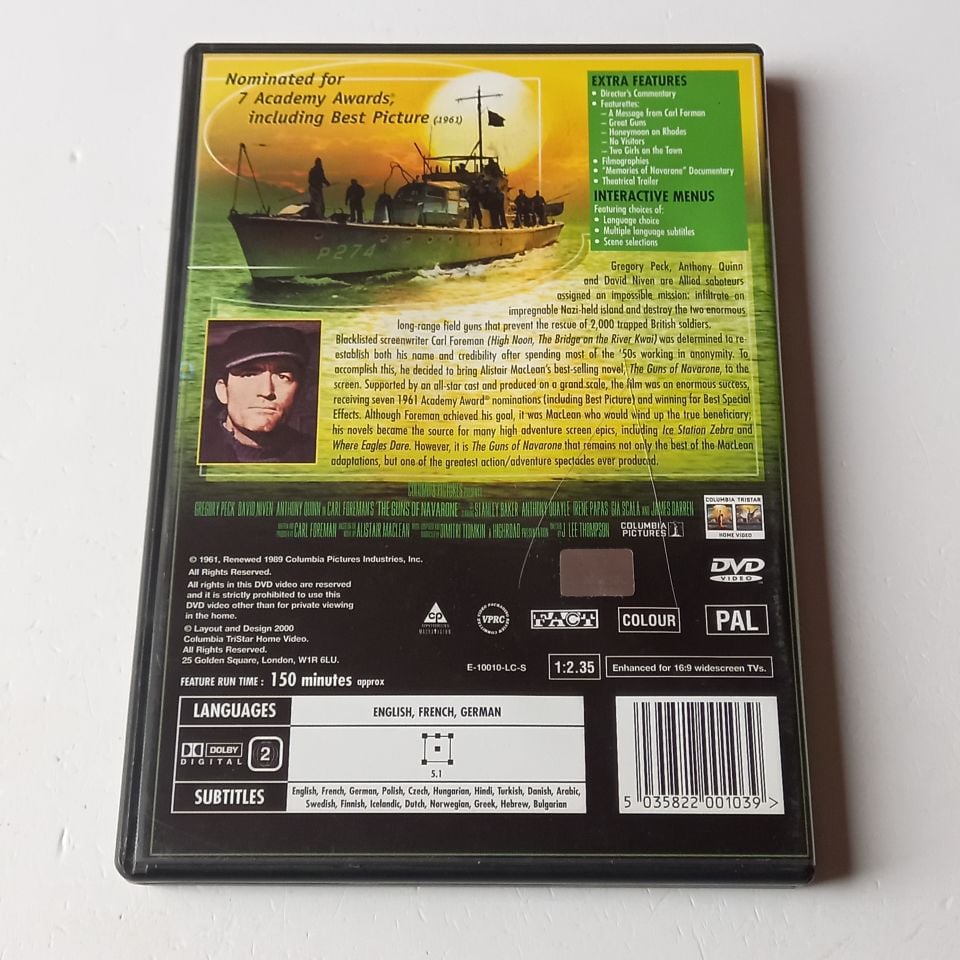 THE GUNS OF NAVARONE - GREGORY PECK, DAVID NIVEN, ANTHONY QUINN - YÖN.: J. LEE THOMPSON - DVD 2.EL