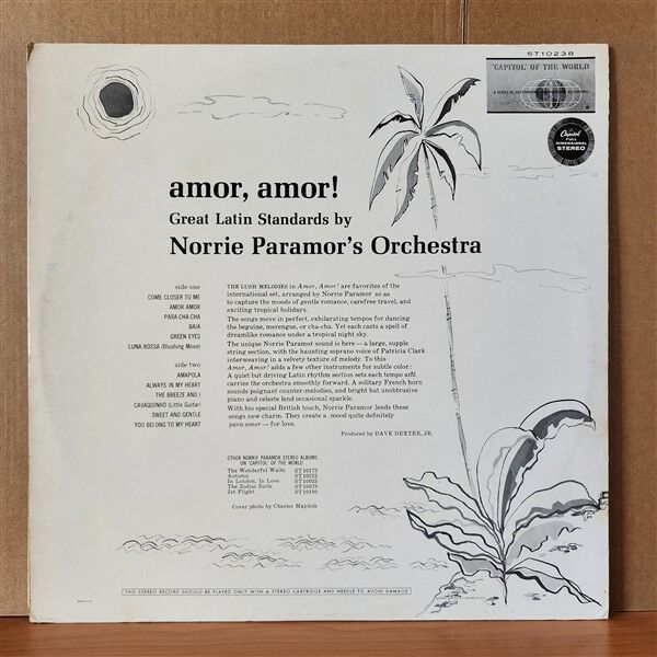 AMOR, AMOR! / GREAT LATIN STANDARDS BY NORRIE PARAMOR'S ORCHESTRA (1961) - LP 2.EL PLAK