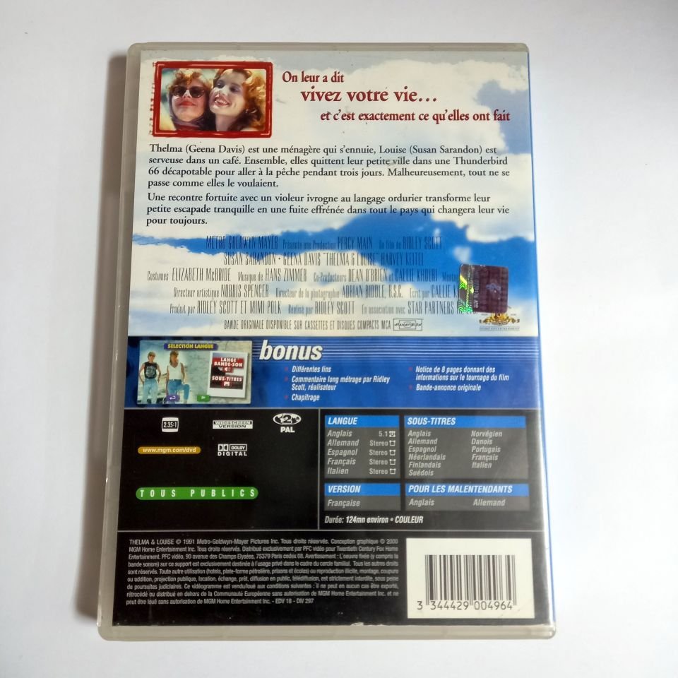 THELMA & LOUISE - SUSAN SARANDON, GEENA DAVIS, YÖN.: RIDLEY SCOTT - DVD 2.EL TÜRKÇE ALTYAZI YOKTUR