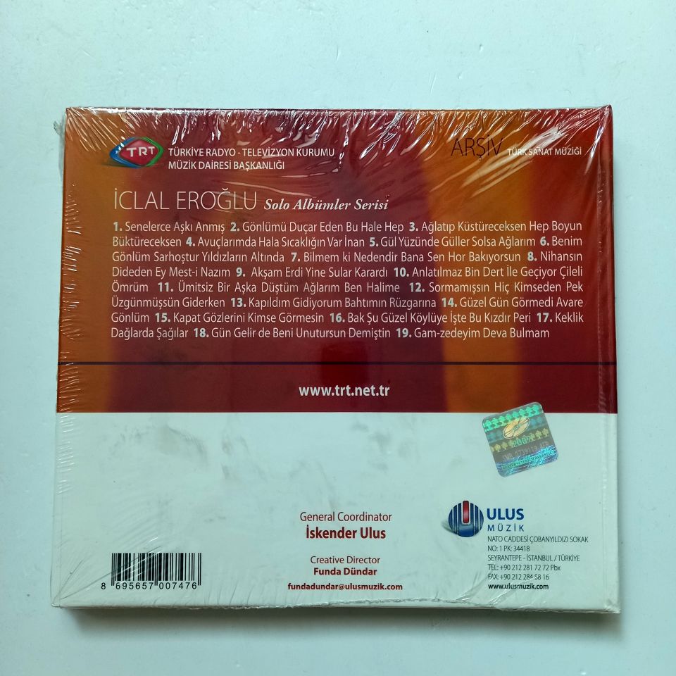 İCLAL EROĞLU / TÜRK SANAT MÜZİĞİ / TRT ARŞİV SERİSİ 167 - CD SIFIR