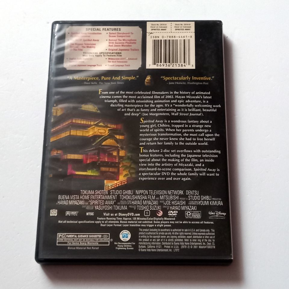 SPIRITED AWAY - TWO DISC EDITION - ANİMASYON - YÖN.: HAYAO MIYAZAKI - 2DVD 1. BÖLGE TÜRKÇE ALTYAZI YOKTUR 2. EL