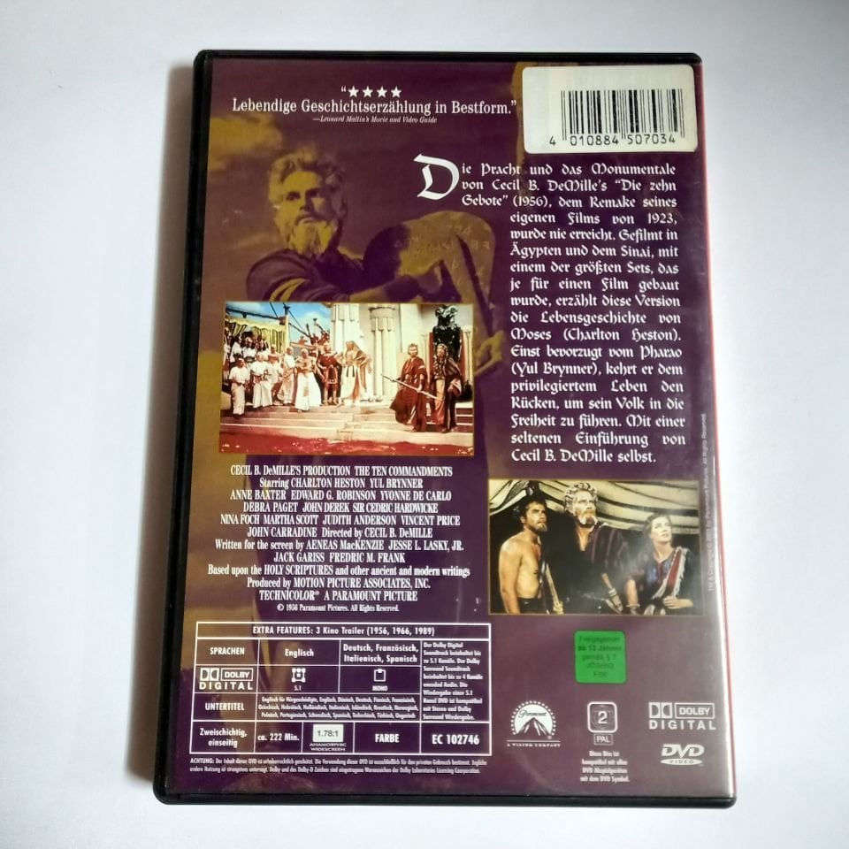 DIE ZEHN GEBOTE - THE TEN COMMANDMENTS - ON EMİR - CHARLTON HESTON, YUL BRYNNER, YÖN.: CECIL B. DEMILLE - 2 X DVD 2.EL