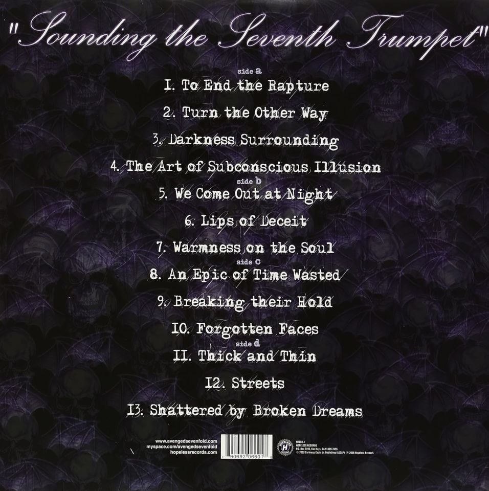 AVENGED SEVENFOLD - SOUNDING THE SEVENTH TRUMPET (2001) - 2LP PURPLE COLOURED REISSUE SIFIR PLAK