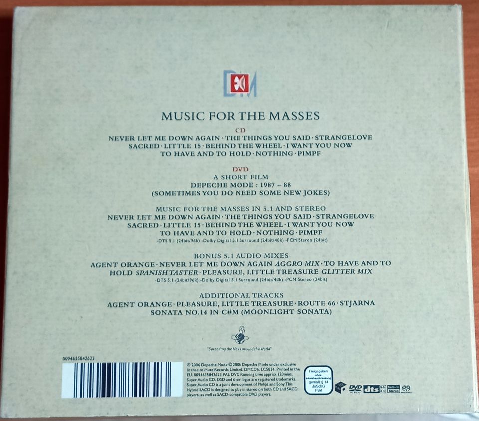 DEPECHE MODE – MUSIC FOR THE MASSES (1987) - SACD+DVD DIGIPAK COLLECTOR'S EDITION 2.EL