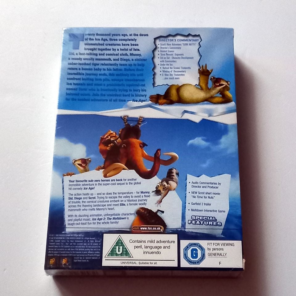 ICE AGE DOUBLE PACK / ICE AGE & ICE AGE 2 - 2DVD SLIPCASE 2. BÖLGE TÜRKÇE ALTYAZI YOKTUR AMBALAJINDA SIFIR