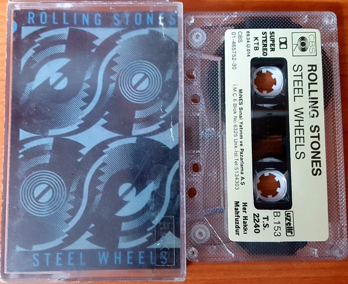 ROLLING STONES - STEEL WHEELS (1989) UZELLI CASSETTE MADE IN TURKEY ''USED'' PAPER LABEL