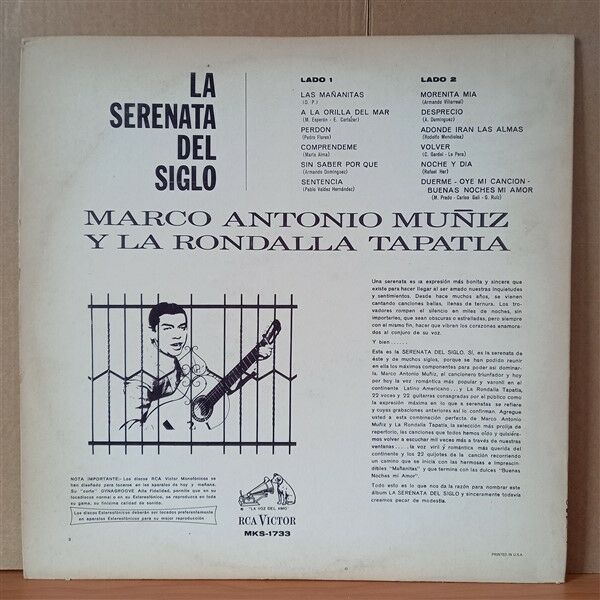 MARCO ANTONIO MUNIZ Y LA RONDALLA TAPATIA – LA SERENATA DEL SIGLO - LP 2.EL PLAK