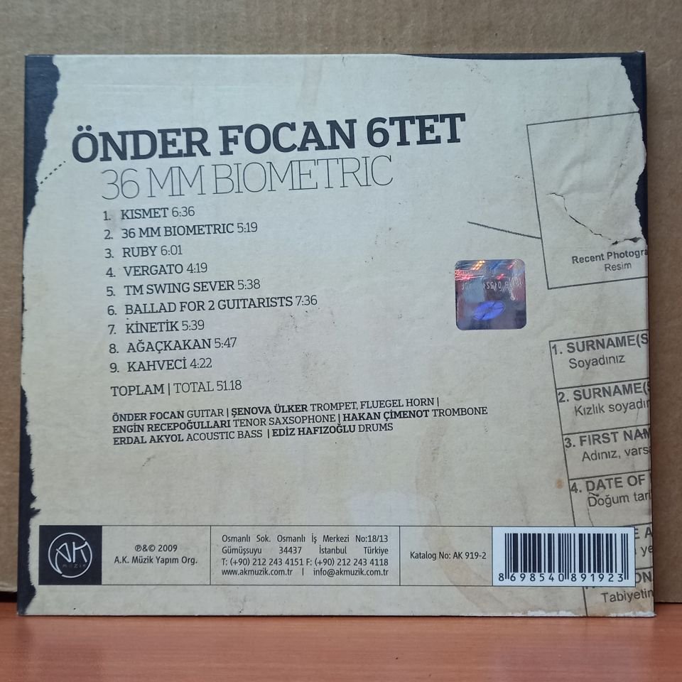 ÖNDER FOCAN 6TET – 36 MM BIOMETRIC (2009) - CD 2.EL